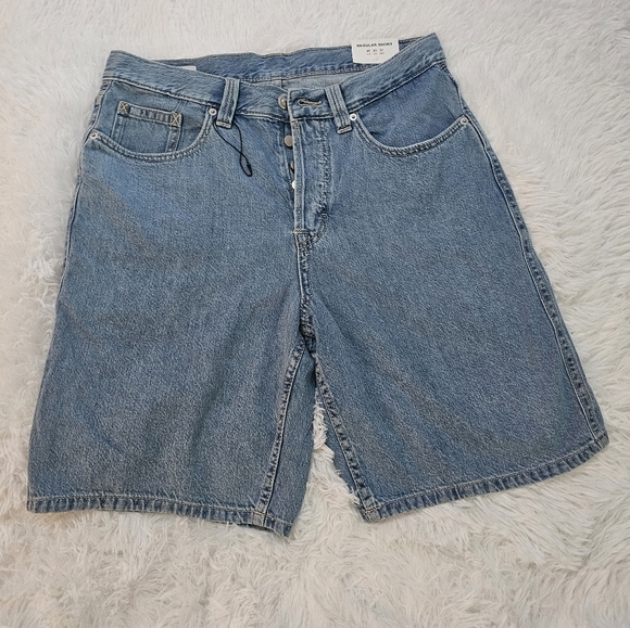 Zara Mid Waist Straight Light Blue Denim Shorts for Men Hits Above The Knee 31 - Picture 7 of 8